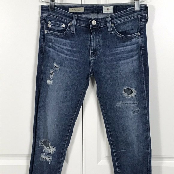 AG Adriano Goldschmied 27R The Legging Super Skinny Ankle Jeans Distressed RIps - Picture 2 of 10